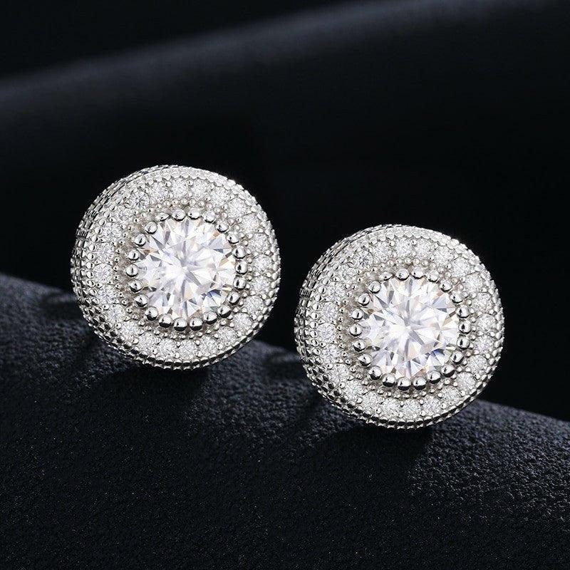 VVS Solid 925 Silver Hip Hop Centerstone Bling Earrings - CaratixJewelry